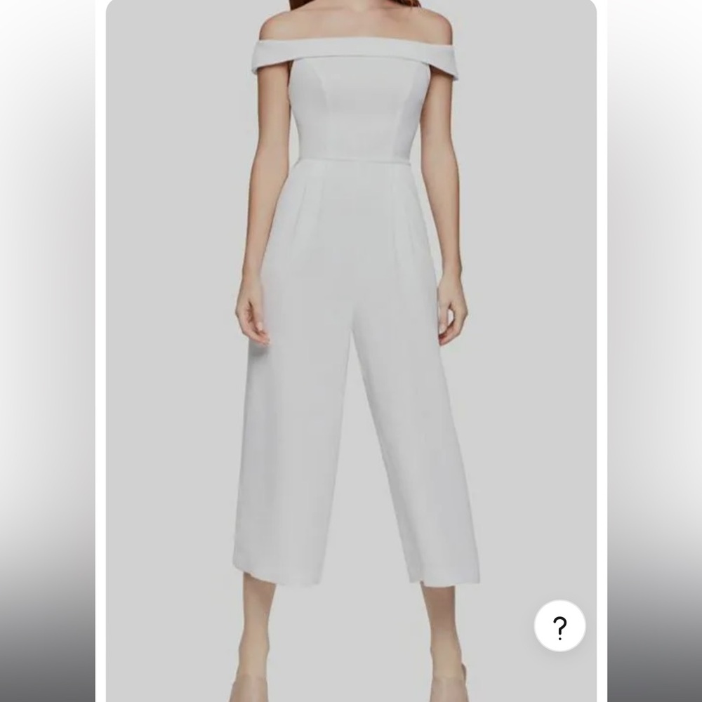 BCBGeneration white off-the-shoulder midi jumpsuit